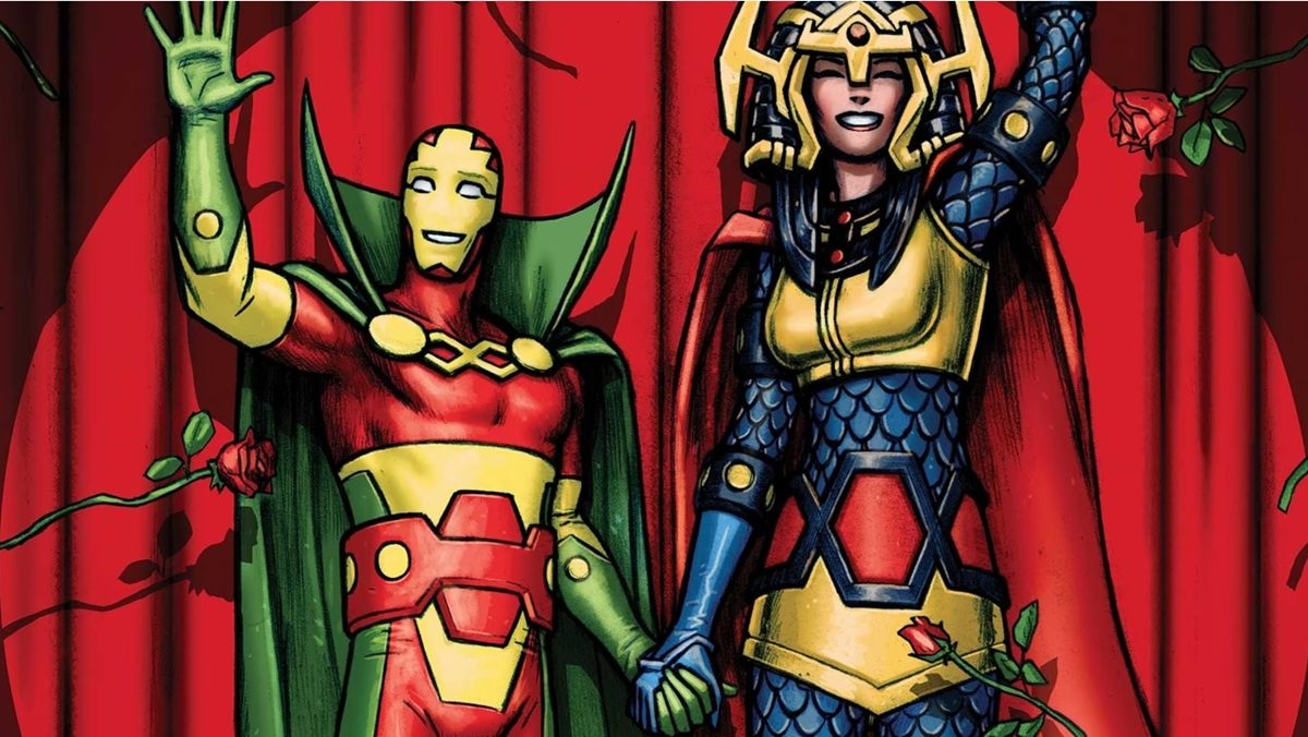 Mister Miracle and his wife Big Barda, the New Gods heroes of DC Comics.