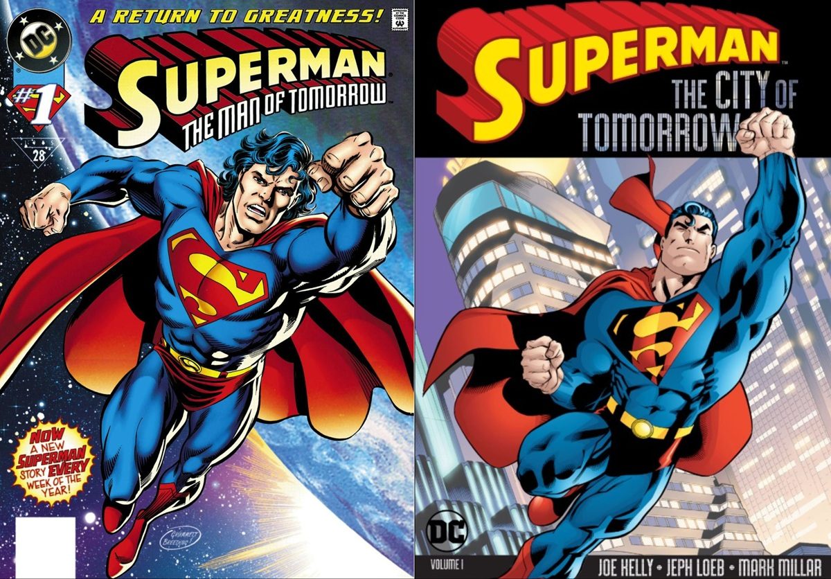 Superman: Man of Tomorrow #1 from 1995, and Superman: City of Tomorrow from 2001.