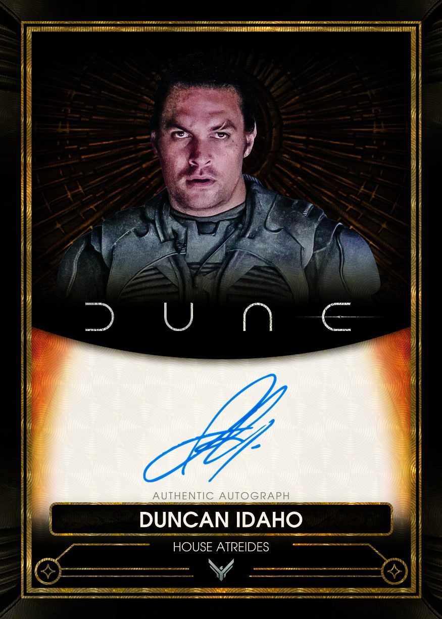 Dune Trading Card from Topps Dune Chrome 2024 Collection - Jason Momoa autograph card for duncan idaho