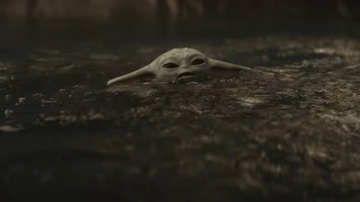 baby yoda drowning from the mandalorian and grogu trailer