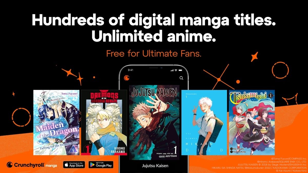 A banner for The Crunchyroll Manga app with images and info