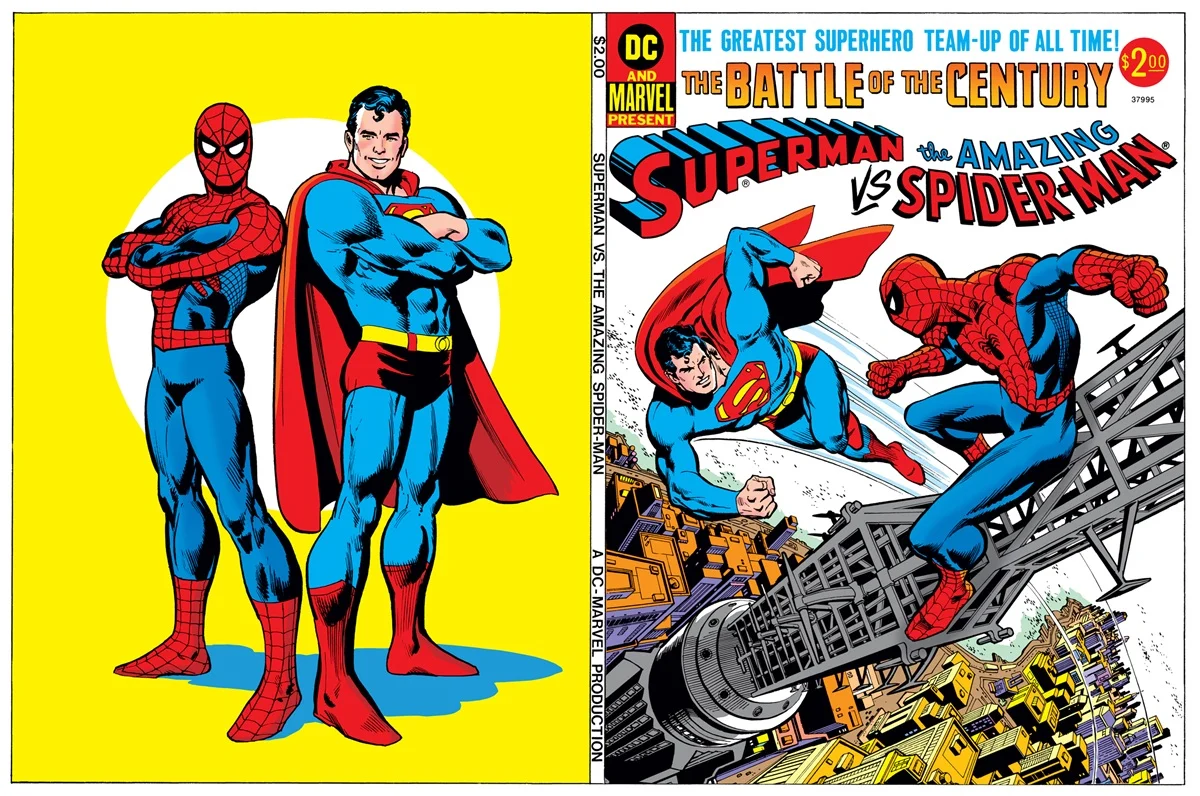 Cover art for the classic 1976 Superman vs. the Amazing Spider-Man crossover by Ross Andru.