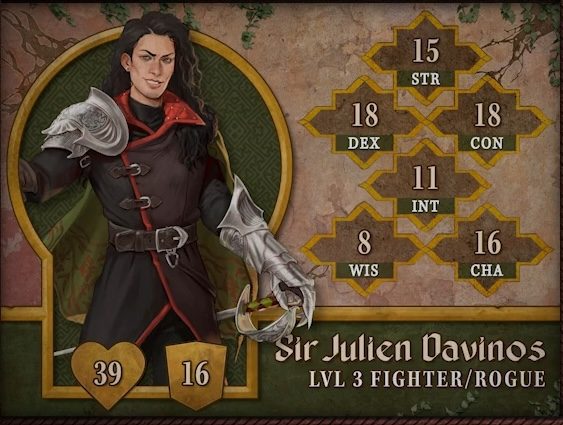 Sir Julien Davinos Stat Card Matt Mercer Character Critical Role Campaign 4