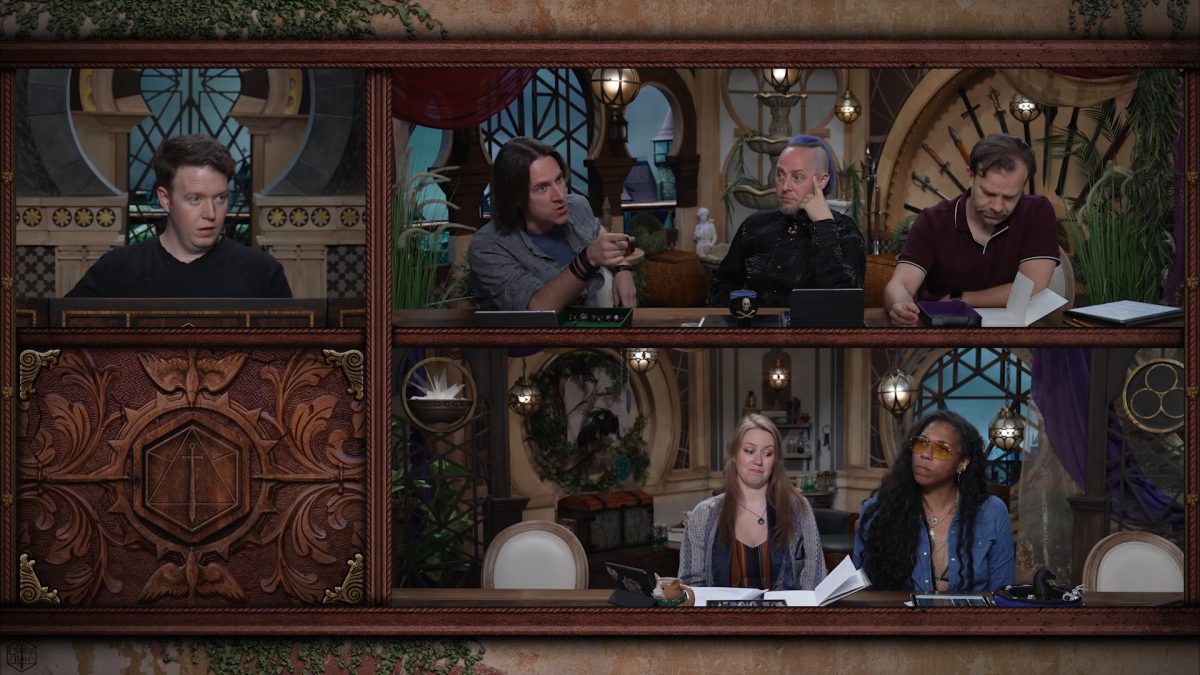 Matt Mercer as his Critical Role Campaign 4 character Julien Davinos arguing with Thaisha